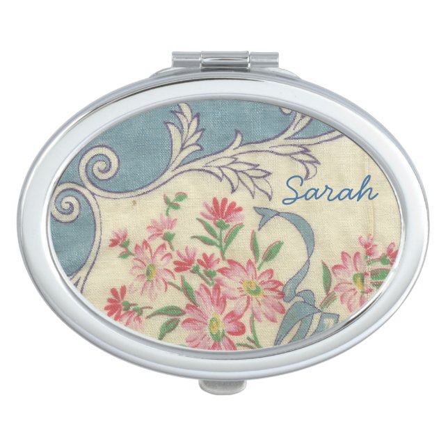 Vintage Hankie Compact Makeup Mirror (Front)