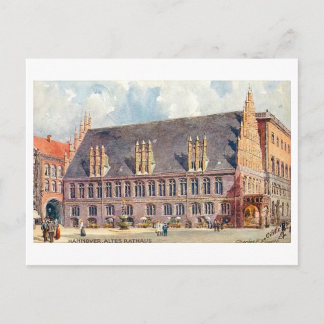 Vintage Hannover Germany Rathaus Postcard (Front)