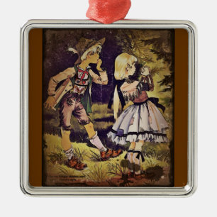 Vintage Hansel and Gretel See the Cottage Metal Ornament
