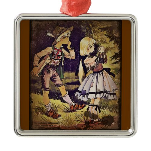 Vintage Hansel and Gretel See the Cottage Metal Ornament
