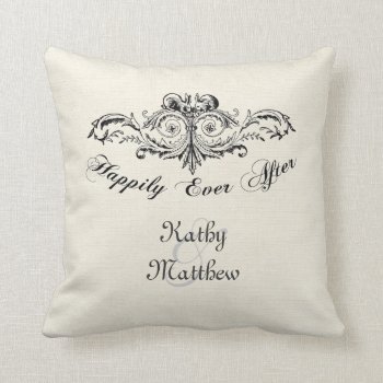 Vintage Happily Ever After Personalized Throw Pillow by BluePress at Zazzle