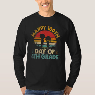 Vintage Happy 100th Day of 4th Grade Teachers Stud T-Shirt