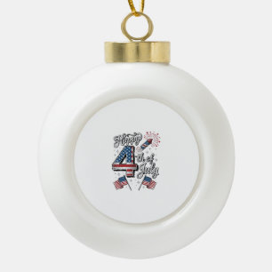Vintage Happy 4th of July Patriotic Firework Shirt Ceramic Ball Christmas Ornament