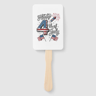 Vintage Happy 4th of July Patriotic Firework Shirt Hand Fan