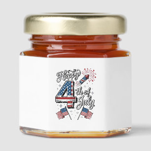 Vintage Happy 4th of July Patriotic Firework Shirt Honey Jar Favors