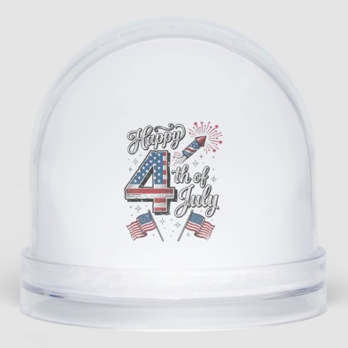 Vintage Happy 4th of July Patriotic Firework Shirt Snow Globe