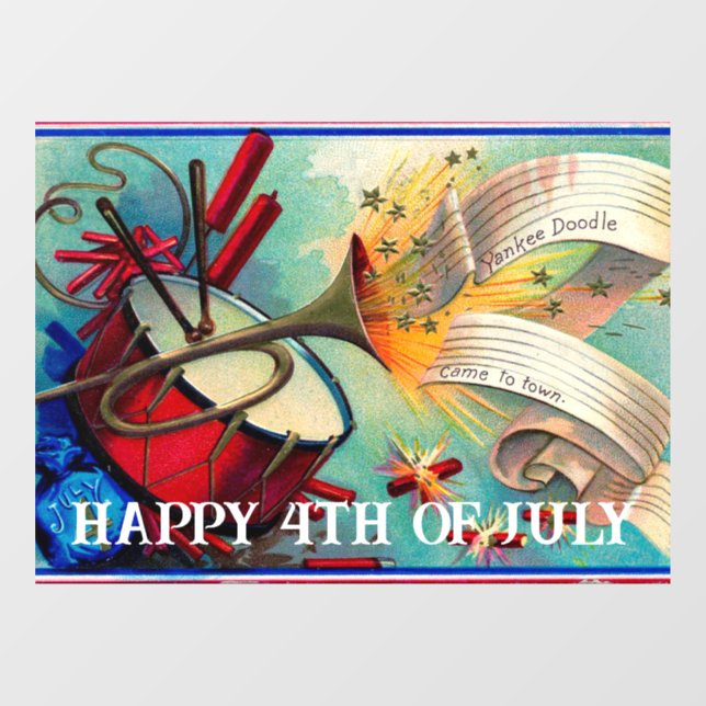 Vintage Happy 4TH Of July Window Cling (Sheet)