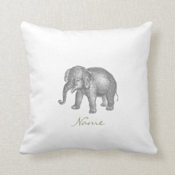 Vintage Happy Baby Elephant And Elephant Pattern Throw Pillow by JoyMerrymanStore at Zazzle