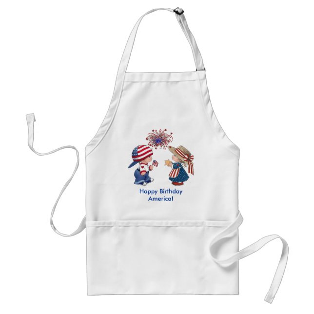Vintage Happy Birthday America Adult Apron (Front)