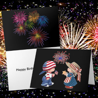 Vintage Happy Birthday America Black Greeting Card