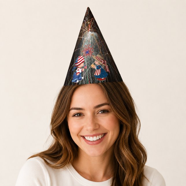 Vintage Happy Birthday America Fireworks Party Hat (Vintage Happy Birthday America Fireworks Party Hat)