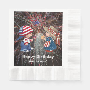 Vintage Happy Birthday America Luncheon Napkin