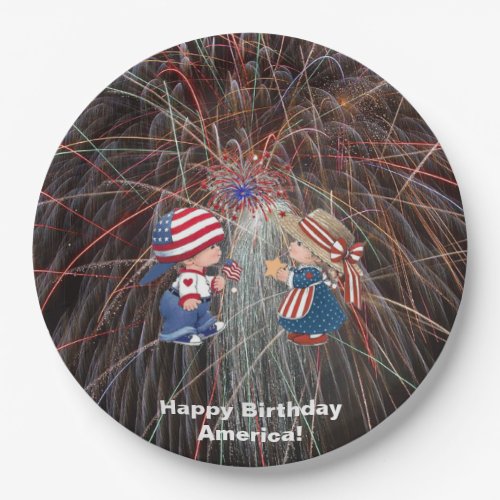 Vintage Happy Birthday America Paper Plates