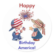 Vintage Happy Birthday America Stickers