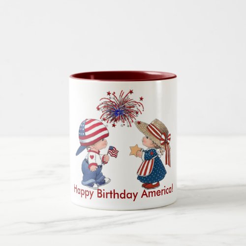 Vintage Happy Birthday America Two_Tone Coffee Mug
