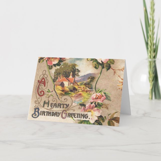 Vintage Happy Birthday Card Artwork (Front)