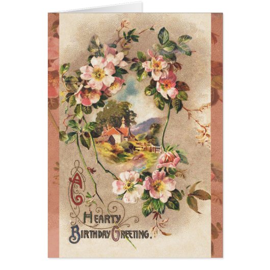 Vintage Happy Birthday Card Artwork (Front)