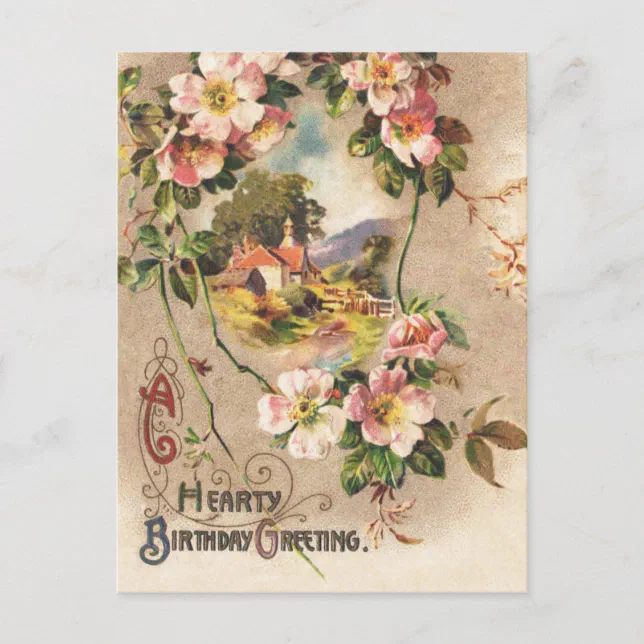 Vintage Happy Birthday Card Artwork | Zazzle