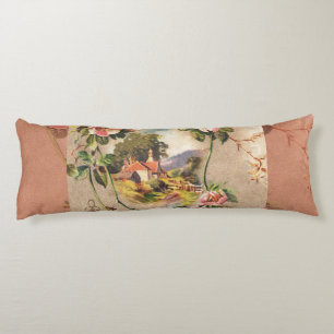 Vintage Happy Birthday Card Artwork Body Pillow