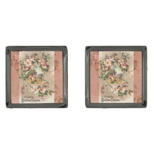 Vintage Happy Birthday Card Artwork Cufflinks