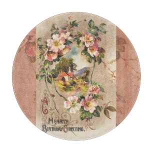 Vintage Happy Birthday Card Artwork Cutting Board