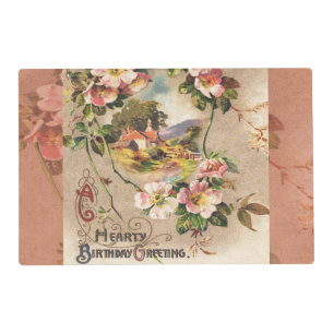 Vintage Happy Birthday Card Artwork Placemat
