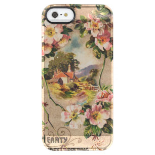 Vintage Happy Birthday Card Artwork Clear iPhone SE/5/5s Case