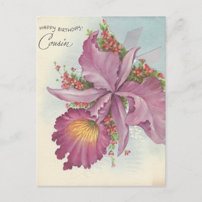 Vintage Happy Birthday Cousin Postcard (Front)
