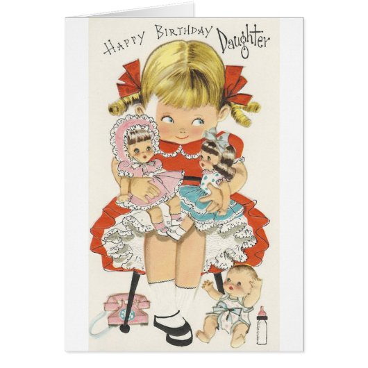 Vintage Happy Birthday Daughter With Dolls (Front)