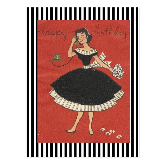 Vintage Happy Birthday Girl Postcard | Zazzle.com