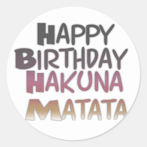 Vintage Happy Birthday Hakuna Matata Purple Inspir Classic Round Sticker
