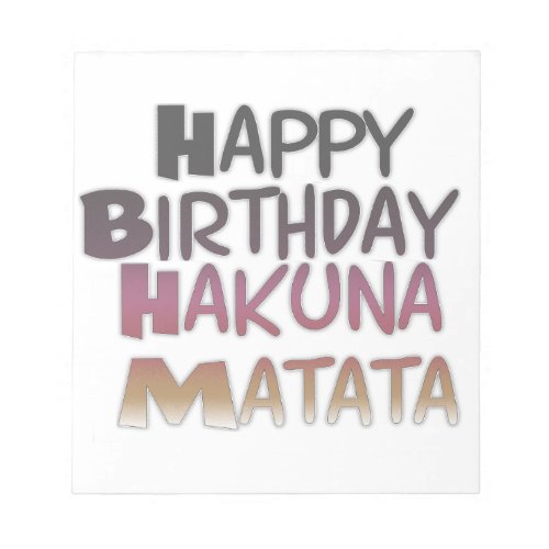 Vintage Happy Birthday Hakuna Matata Purple Inspir Notepad