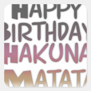 Vintage Happy Birthday Hakuna Matata Purple Inspir Square Sticker