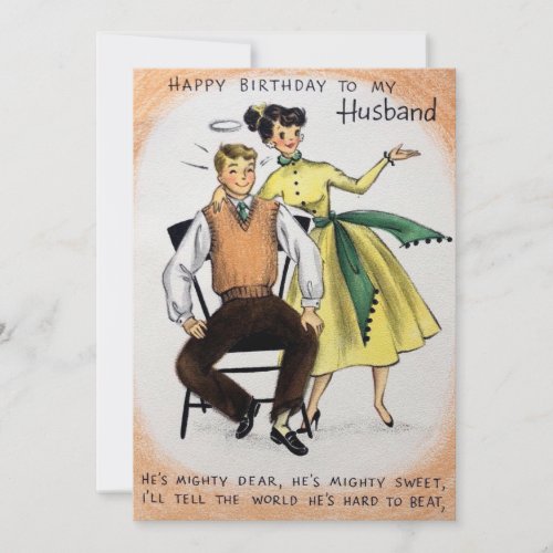Vintage Happy Birthday Husband Holiday Card