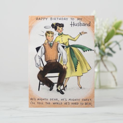 Vintage Happy Birthday Husband Holiday Card | Zazzle