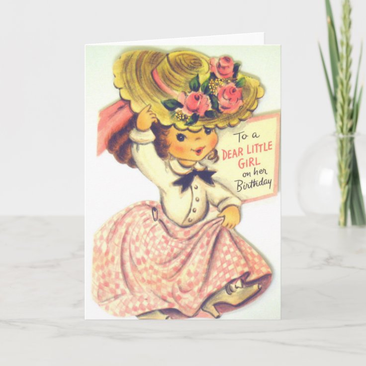 Vintage Happy Birthday Little Girl Card | Zazzle