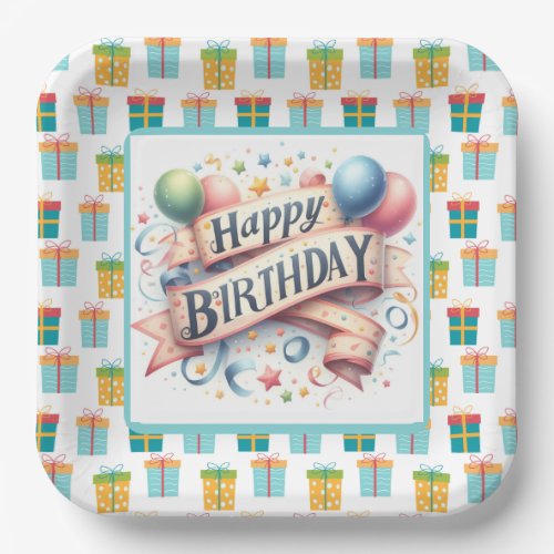 Vintage Happy Birthday Paper Plates