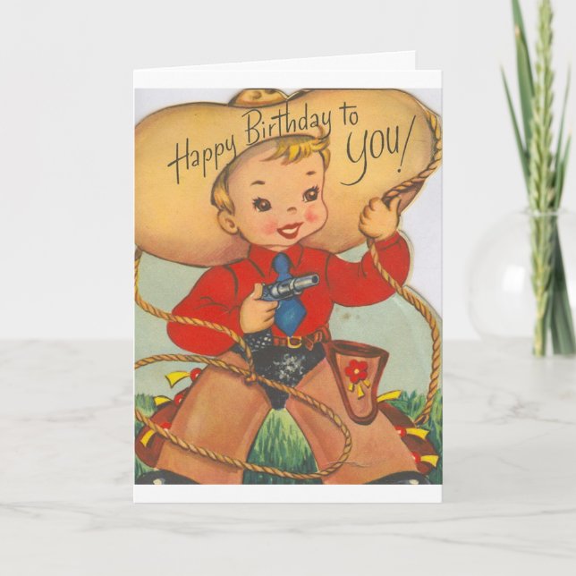 Vintage - Happy Birthday to a Young Cowboy, Card (Front)