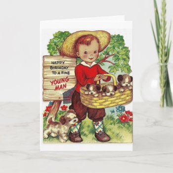 Vintage - Happy Birthday To A Young Man  Card by AsTimeGoesBy at Zazzle