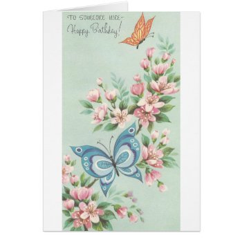 Vintage Happy Birthday With Butterflies by Gypsify at Zazzle