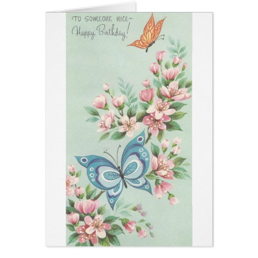 Vintage Happy Birthday With Butterflies (Front)