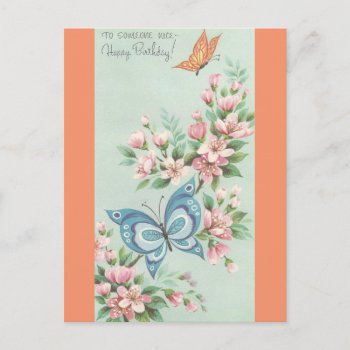 Vintage Happy Birthday With Butterflies Postcard by Gypsify at Zazzle