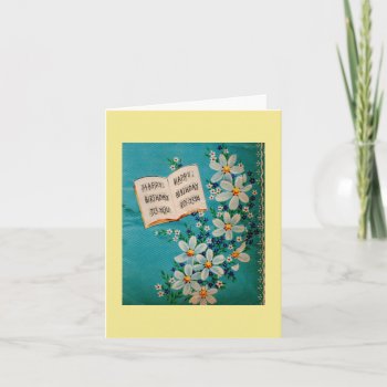 Vintage Happy Birthday With Daisies Card by Gypsify at Zazzle