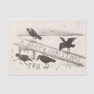 Vintage Happy Christmas Crows Tissue Paper