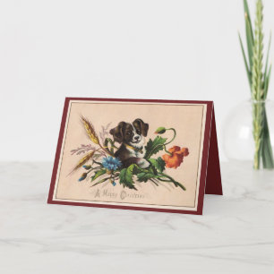 Vintage Happy Christmas Dog Holiday Card