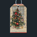 Vintage Happy Christmas Holiday Tree Gift Tags<br><div class="desc">Vintage Happy Christmas Holiday Tree</div>