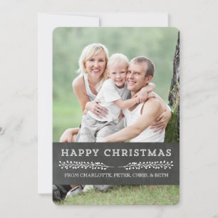 Vintage Happy Christmas Photo Card Chalkboard