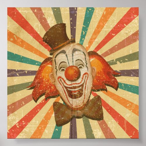 Vintage Happy Circus Clown Wall Art