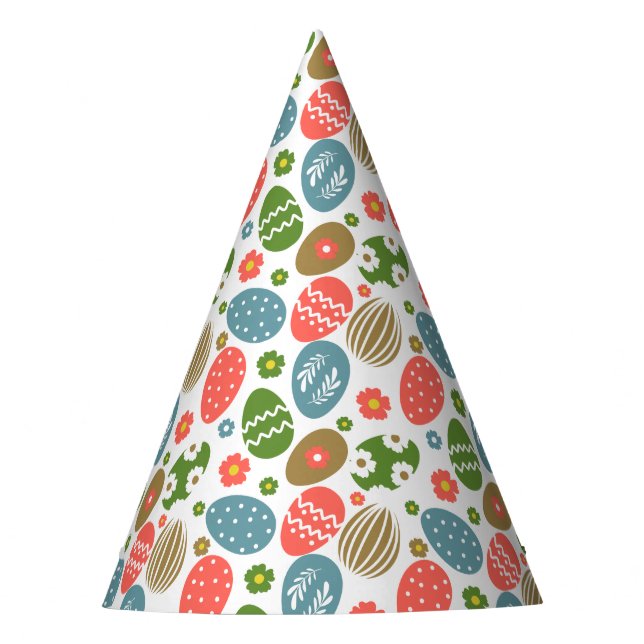 Vintage Happy Easter Blooms Party Hat (Front)