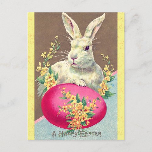Vintage Happy Easter Bunny Rabbit Egg Postcard